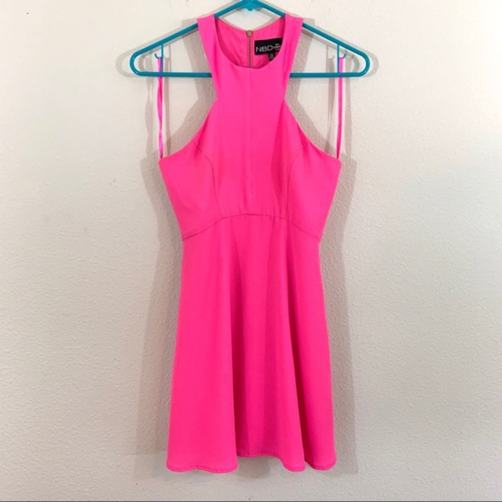 NBD x Naven Twins Barbie Pink Halter Skater dress